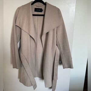 Wool Beige Tahari Wrap Pea Coat